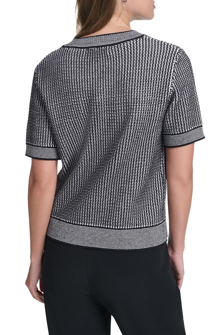 Short Sleeve Sweater, Alternate, color, BLACK/ SOFT WHITE