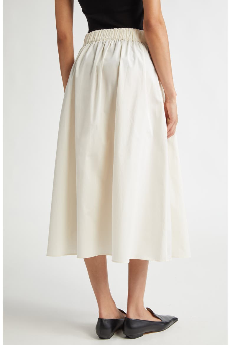 Pleat Front Organic Cotton Sateen Midi Skirt, Alternate, color, IVORY