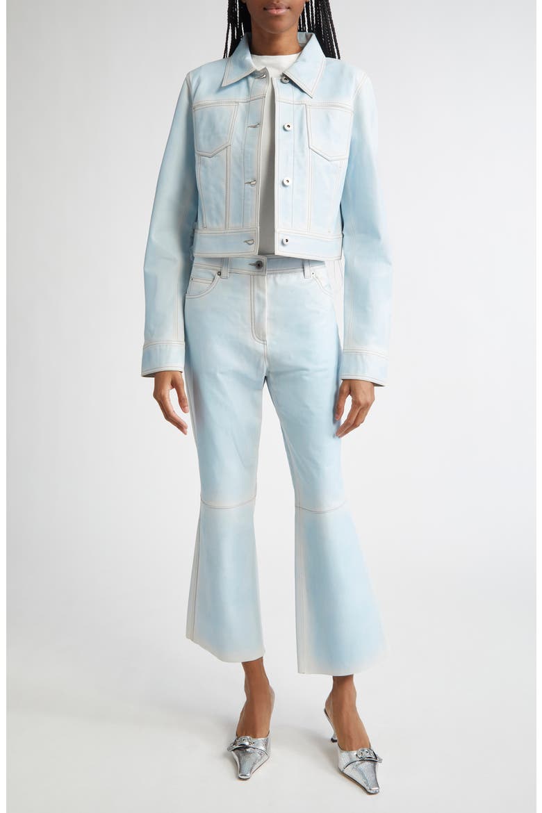 Calliope Leather Trucker Jacket, Alternate, color, BLUE LAGOON