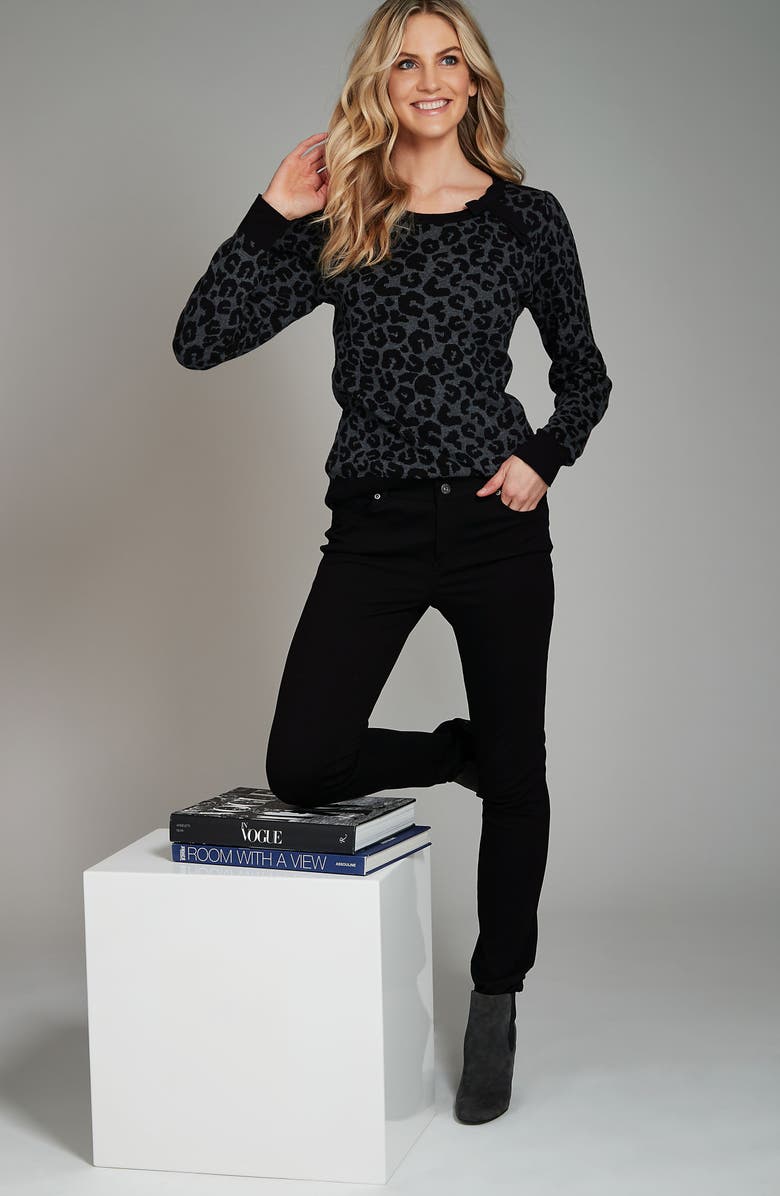 CeCe Leopard Cotton Sweater, Alternate, color, 