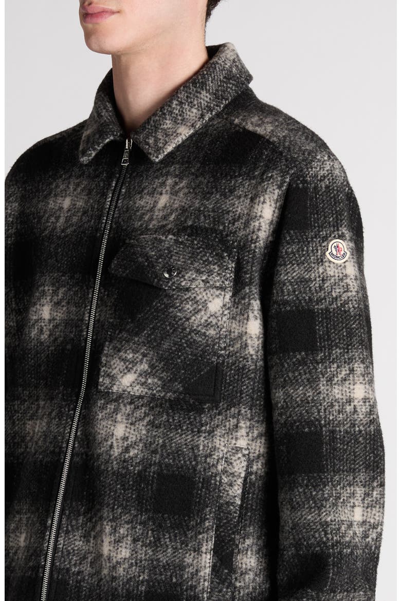 Check Zip-Up Overshirt, Alternate, color, GREY BLACK