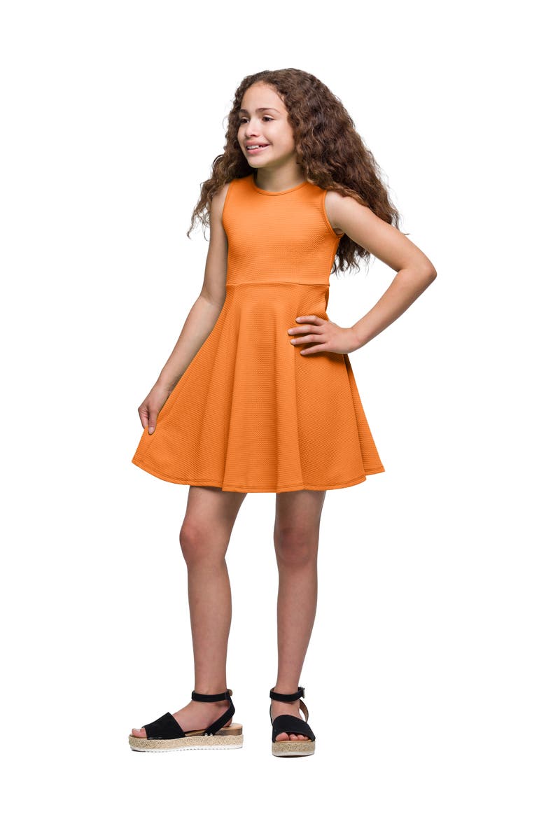 Sleeveless Knee Length Fit and Flare Dress, Alternate, color, Orange