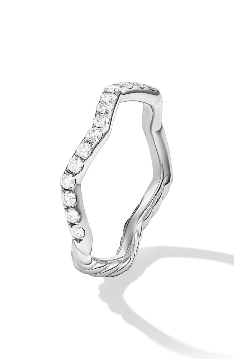 David Yurman Stax Zigzag Ring in Sterling Silver with Diamonds, 2mm, Alternate, color, Sterling Silver