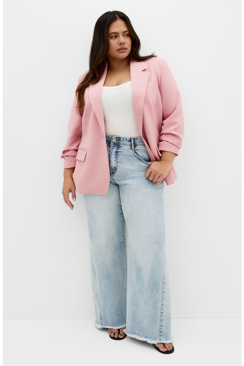 Imogen Gathered Sleeve Blazer, Main, color, BABY PINK