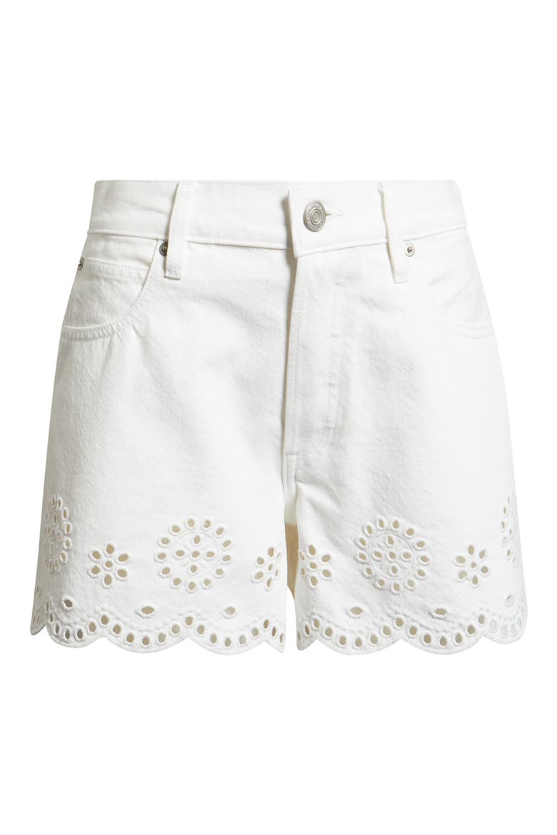 The Eyelet Denim Shorts, Alternate, color, WHITE