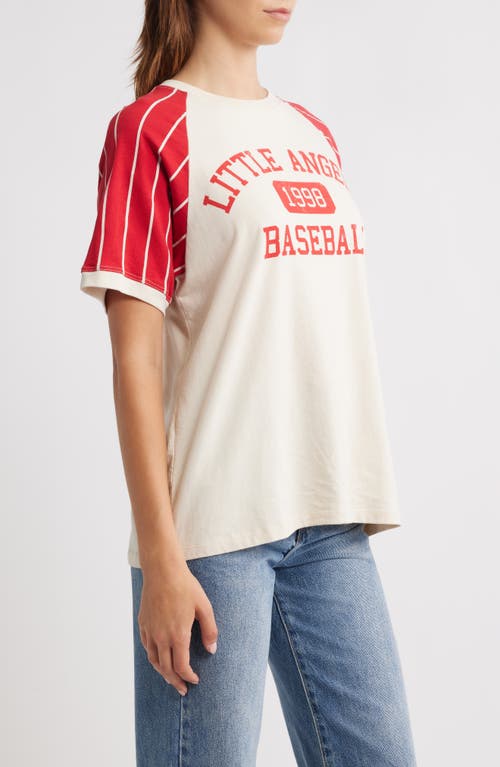 Daydreamer Little Angels Colorblock Cotton Graphic Baseball T-shirt In White