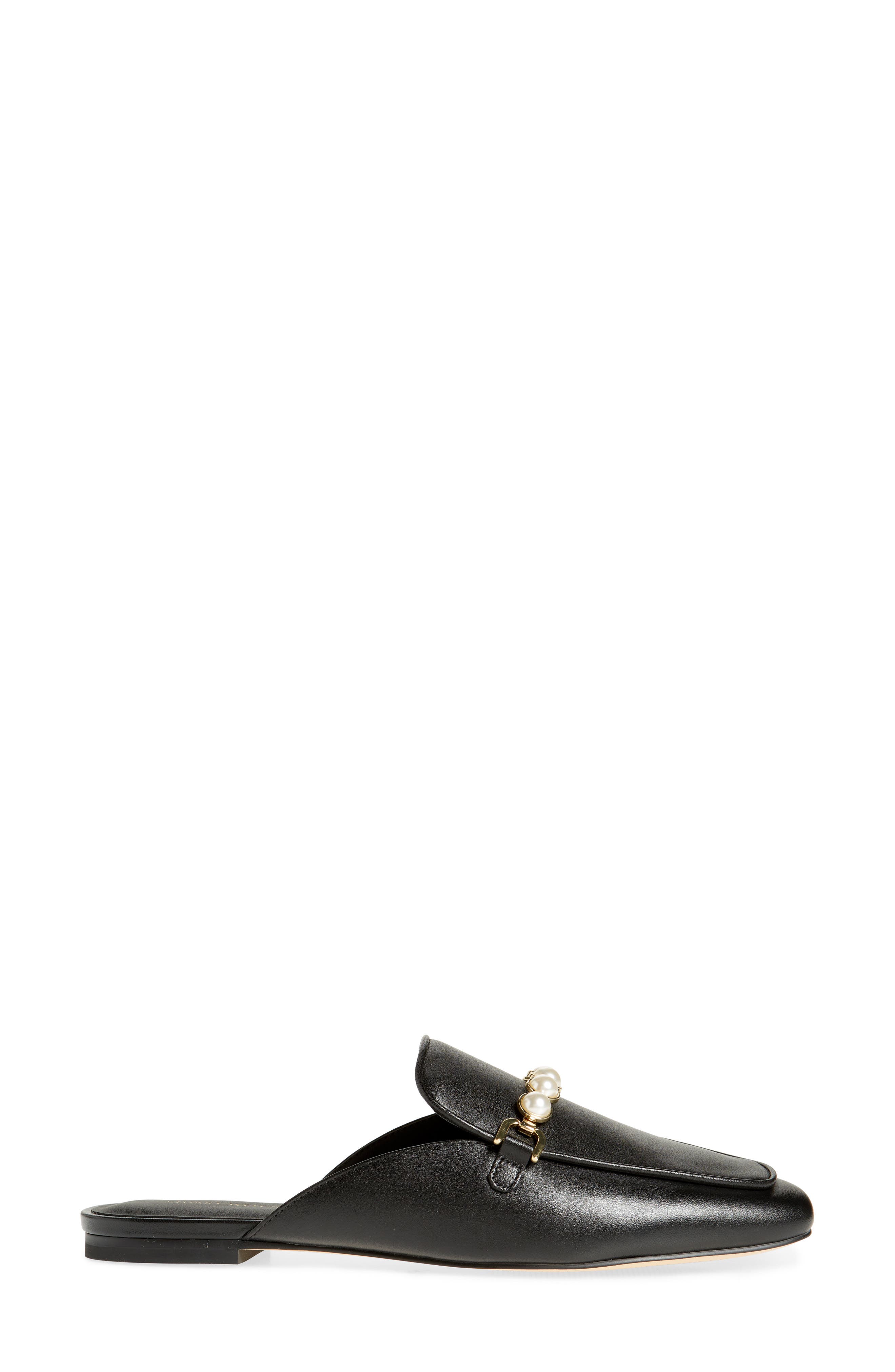 Stuart Weitzman Perla Imitation Pearl Mule, Alternate, color, Black