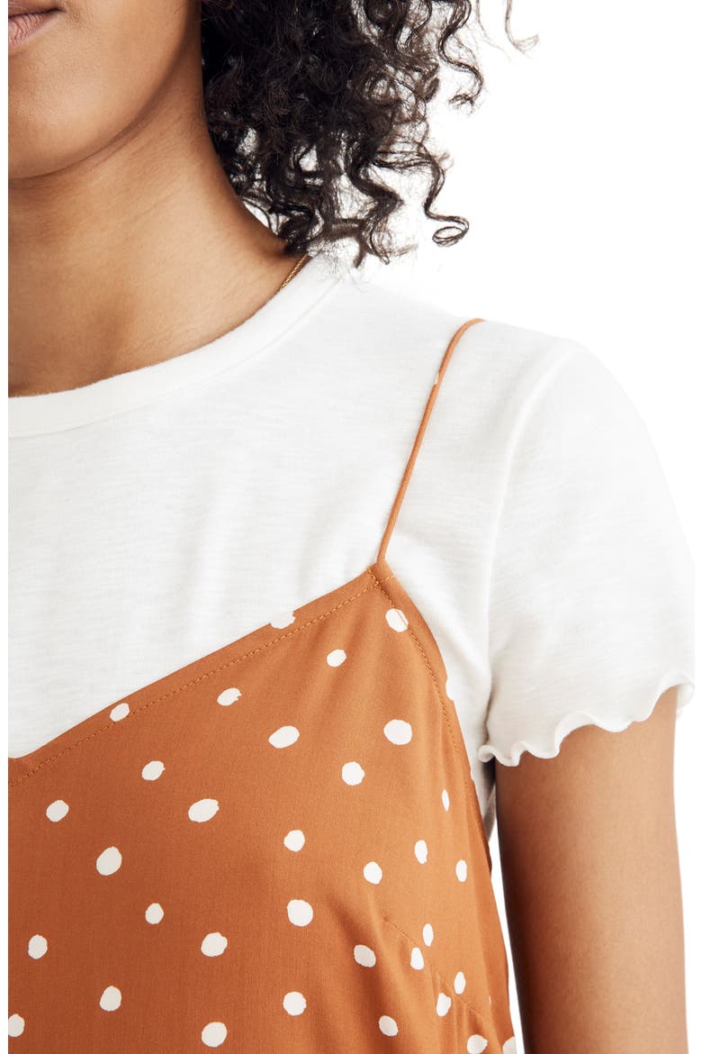 Inkspot Dots Cami Slipdress, Alternate, color, BURNT CLAY