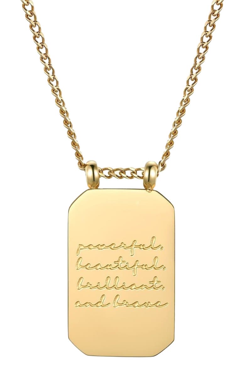 Mantra Powerful, Beautiful, Brilliant, and Brave - Necklace, Main, color, Yellow Gold