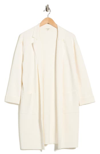 Max Studio Patch Pocket Long Cardigan In White