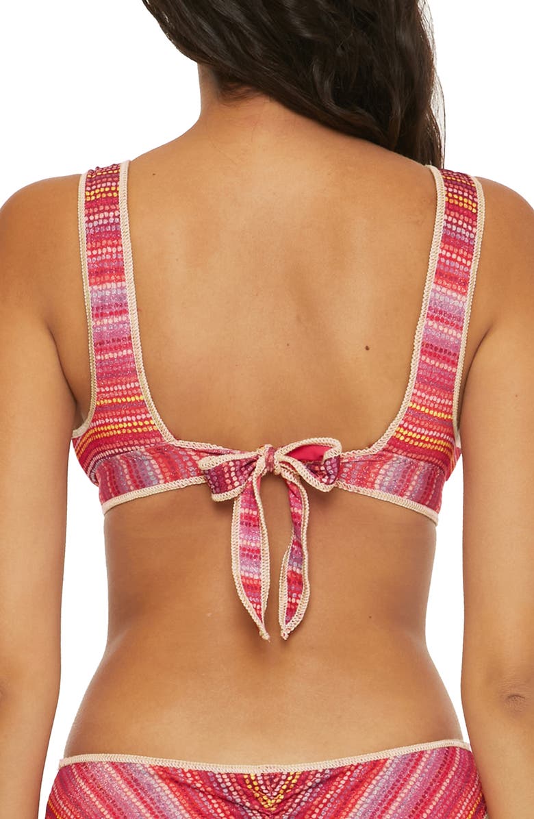 Becca Rainbow Sunset Metallic Stripe Bikini Top, Alternate, color, Pink Multi