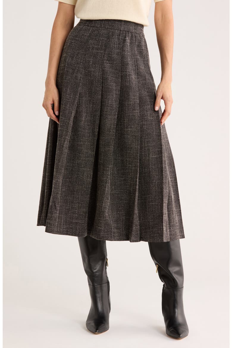 Pleated Midi Skirt, Main, color, BLACK MELANGE