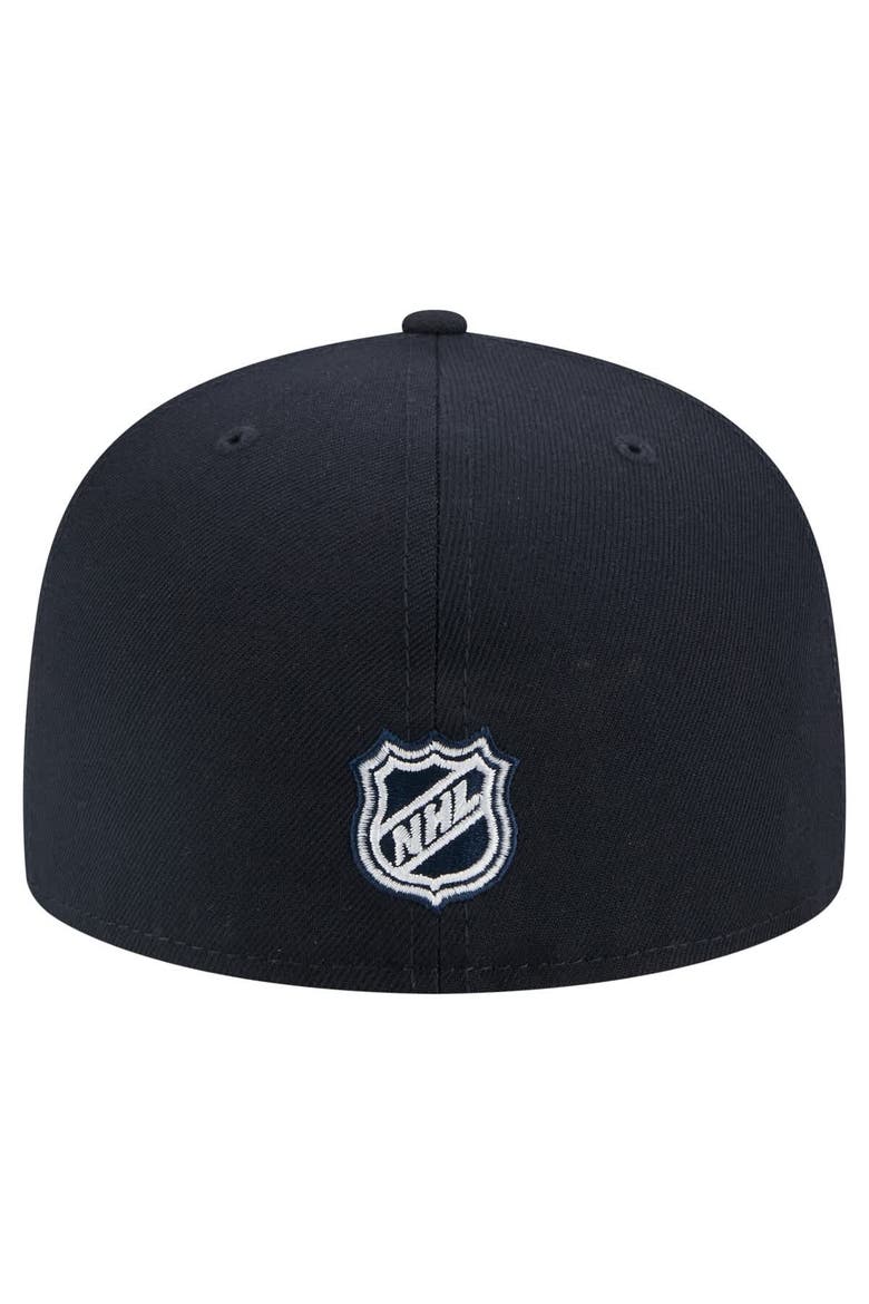 Men's New Era Deep Sea Blue Seattle Kraken Faded Lines 59FIFTY Fitted Hat, Alternate, color, Navy