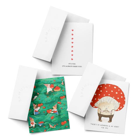 Love/Friendship Greeting Card Pack (3ct) "Gnome, It
s You, Mushroom"