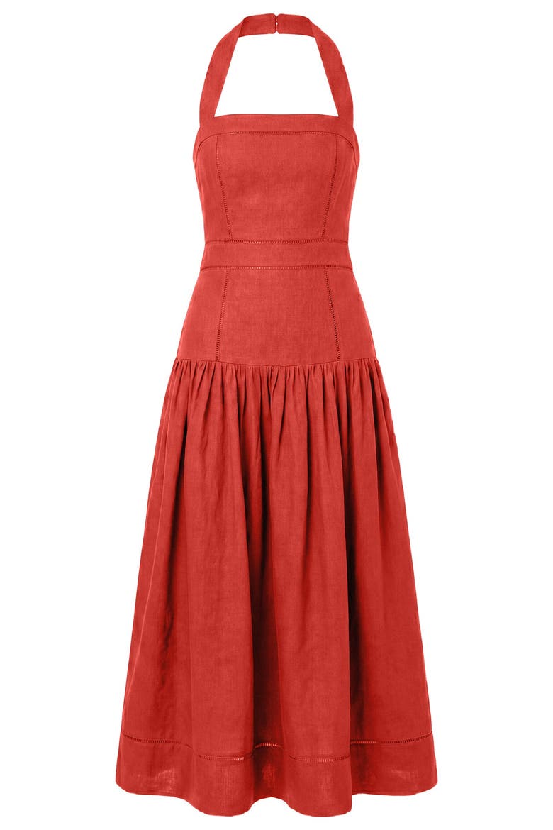 Vivianne Linen Dress, Alternate, color, TOMATO