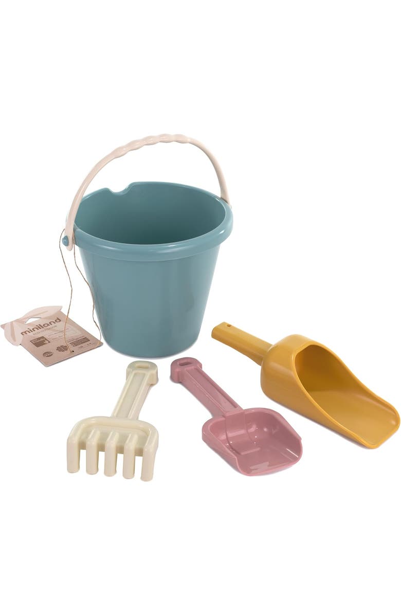 Miniland ECO Junior 4 Pc Sand Set with Beach Pail, Main, color, Blue-Green