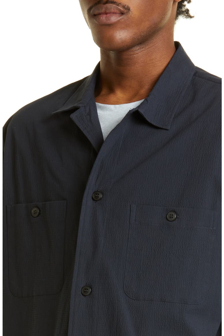 Textured Stretch Cotton Overshirt, Alternate, color, NAVY