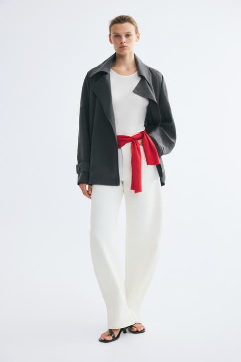 Short Lyocell-Blend Trench Coat