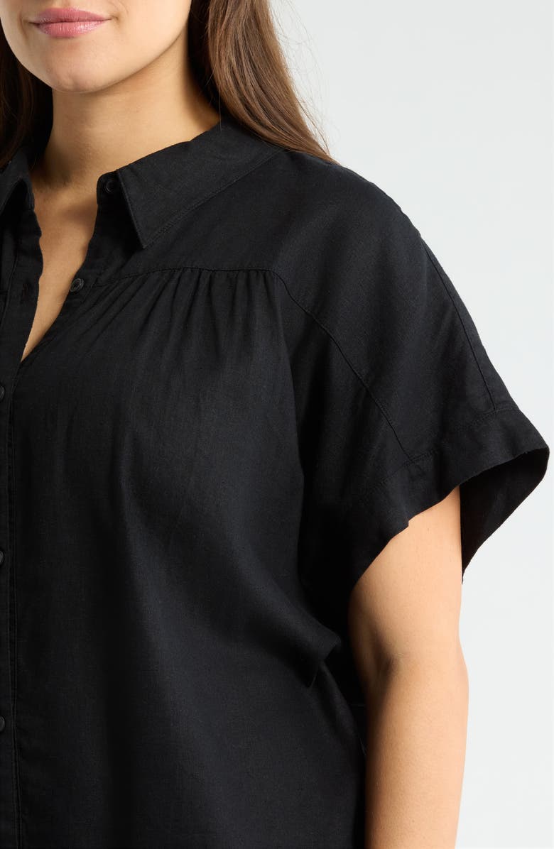 Caslon<sup>®</sup> Linen Blend Button-Up Shirt, Alternate, color, Black