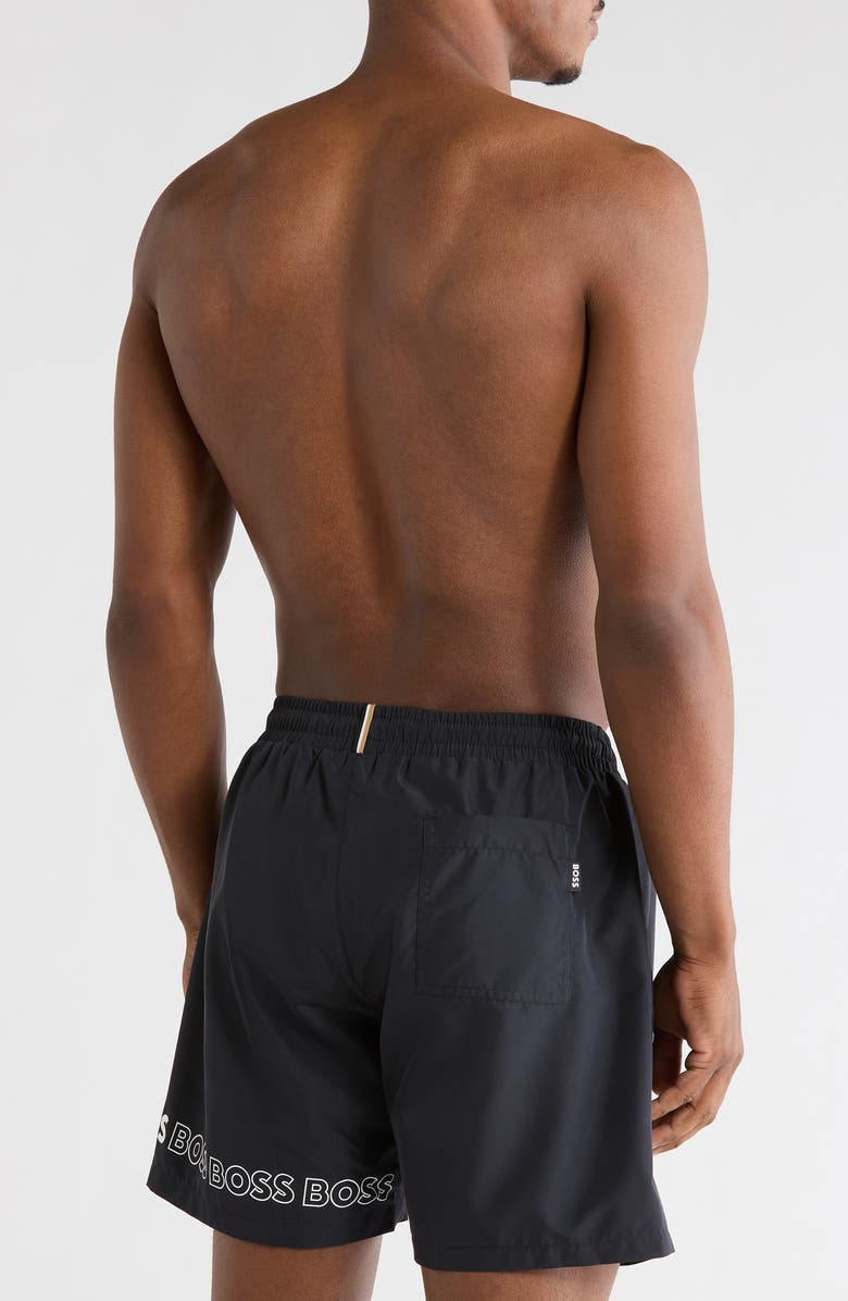 BOSS Dolphin Swim Trunks, Alternate, color, Black