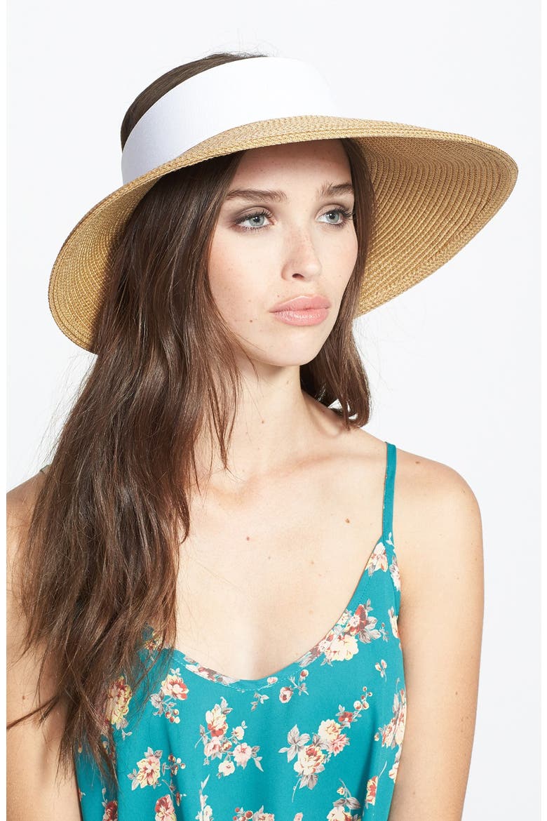 Squishee® Straw Halo Hat, Main, color, NATURAL/ WHITE