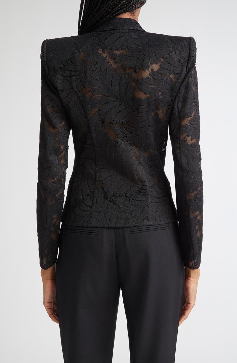 Balmain Fitted Lace Blazer, Alternate, color, Black