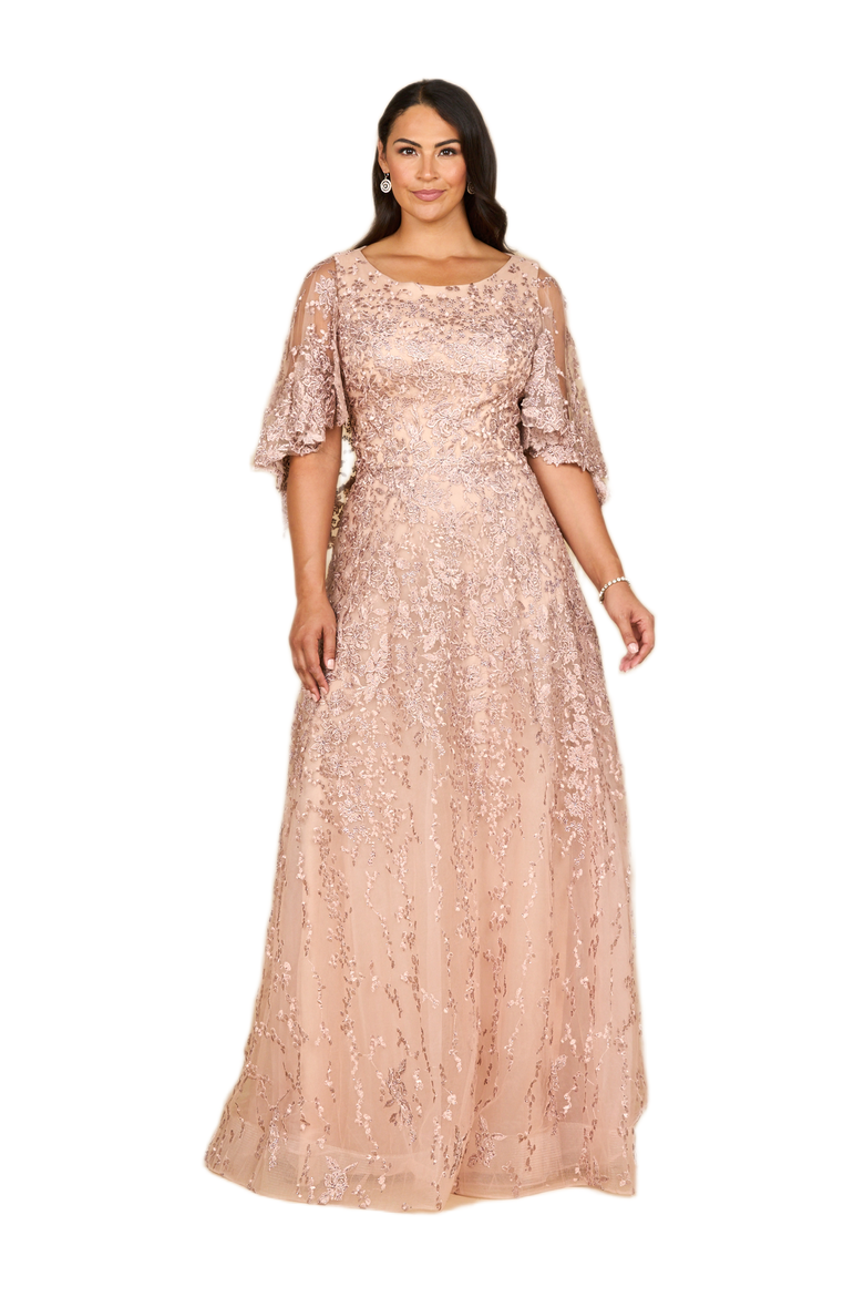 Cape Sleeve Mother's Gown, Alternate, color, Blush