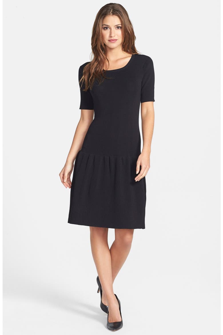 Drop Waist Sweater Dress, Alternate, color, BLACK