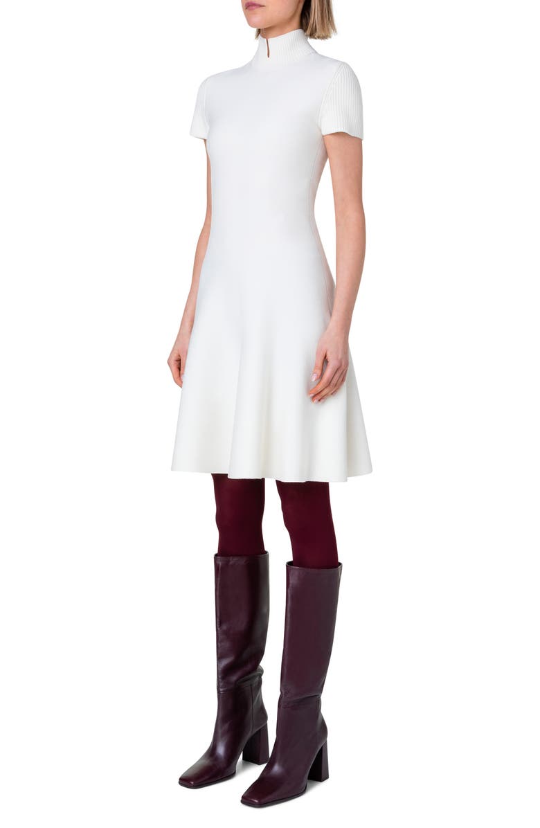 Akris punto Mock Neck Merino Wool Knit Dress, Alternate, color, 
