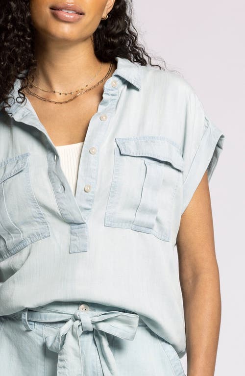 Thread & Supply Moore Short Sleeve Chambray Top In Blue