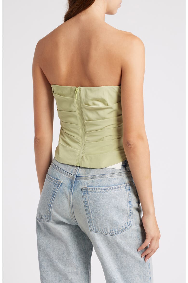 Pleated Strapless Corset Top, Alternate, color, PEAR