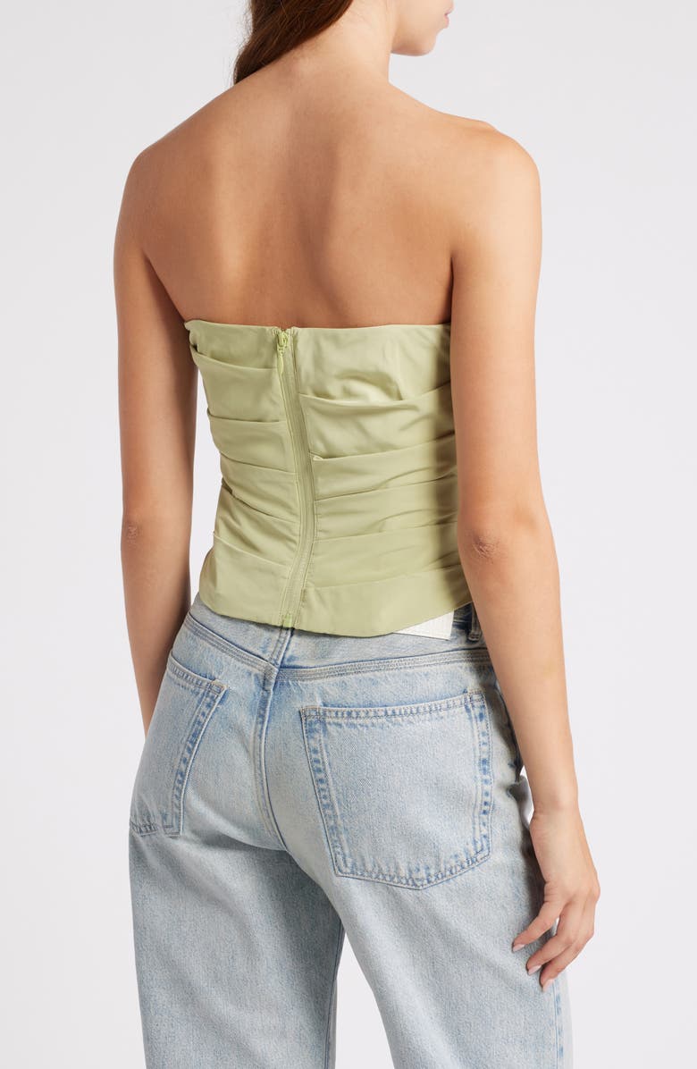 Mistress Rocks Pleated Strapless Corset Top, Alternate, color, Pear