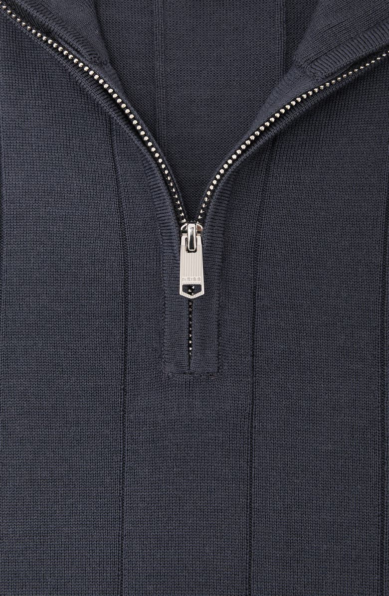 Reiss Findlay Wide Rib Merino Wool Quarter Zip Sweater, Alternate, color, Airforce Blue