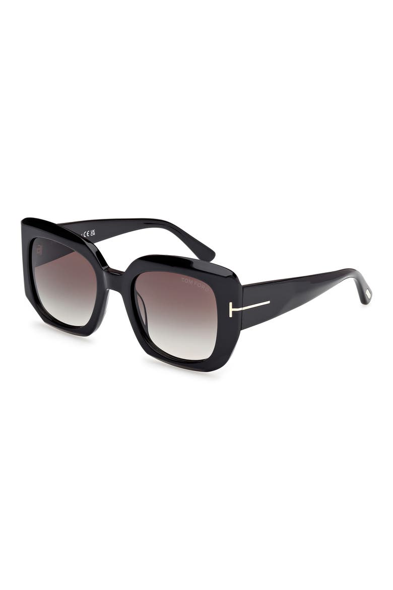 Carla 52mm Square Sunglasses, Alternate, color, SHINY BLACK ECO / SMOKE LENSES