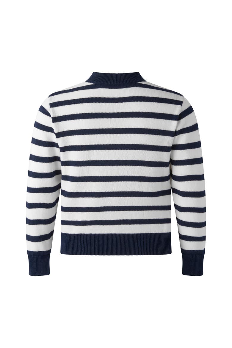 Breton Stripe Cardigan, Alternate, color, Navy