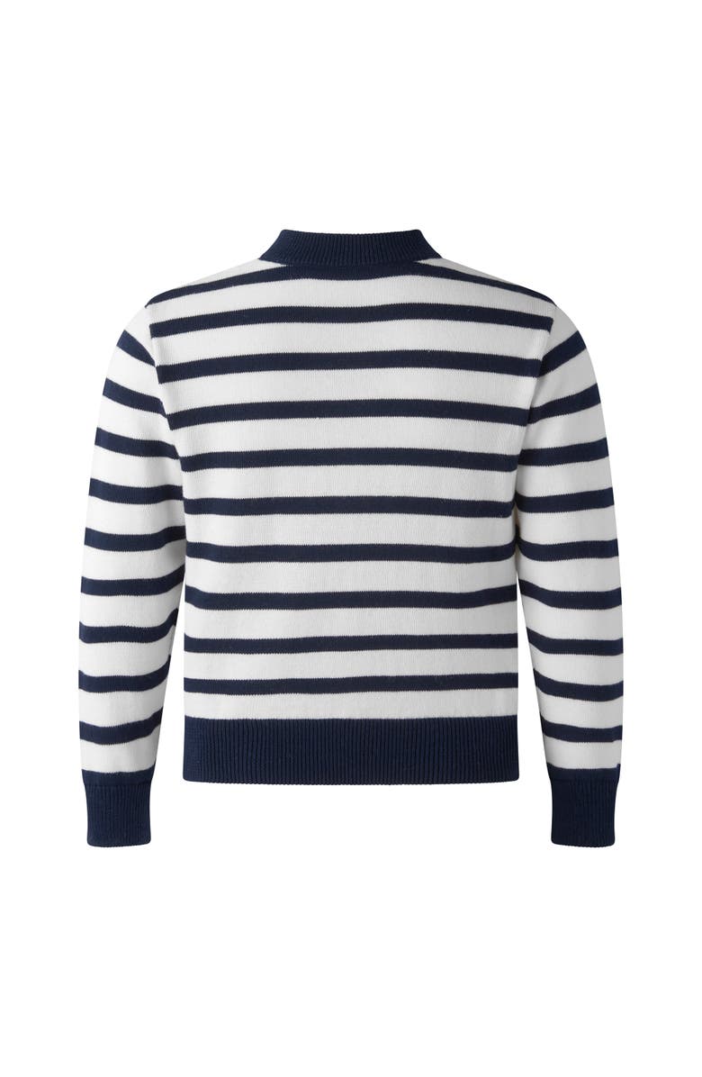 Rachel Riley Breton Stripe Cardigan, Alternate, color, Navy