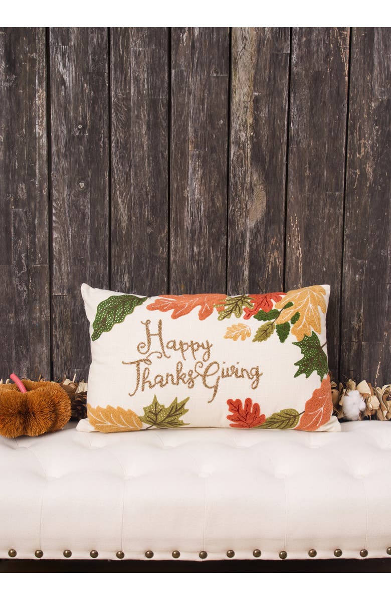 C&F Home Happy Thanksgiving Leaves Pillow, Alternate, color, Brown