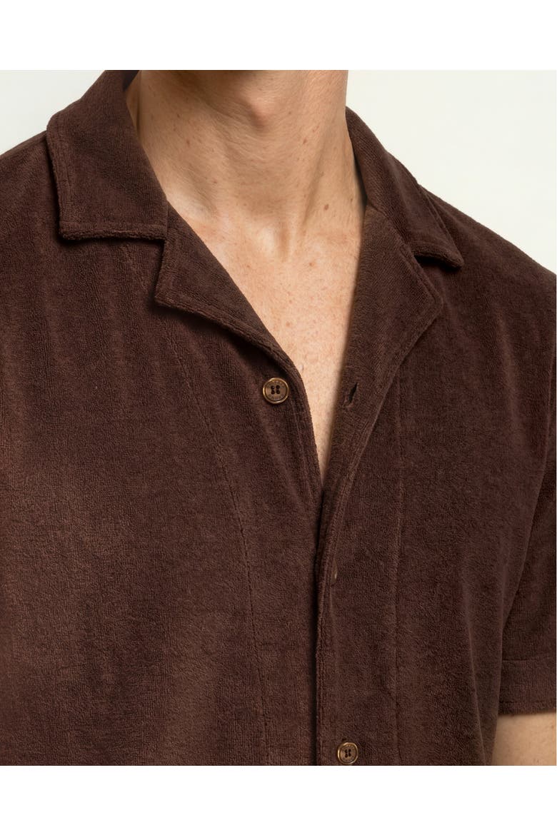Hawkin Relaxed Fit Short Sleeve Towelling Shirt, Alternate, color, Chestnut Brown