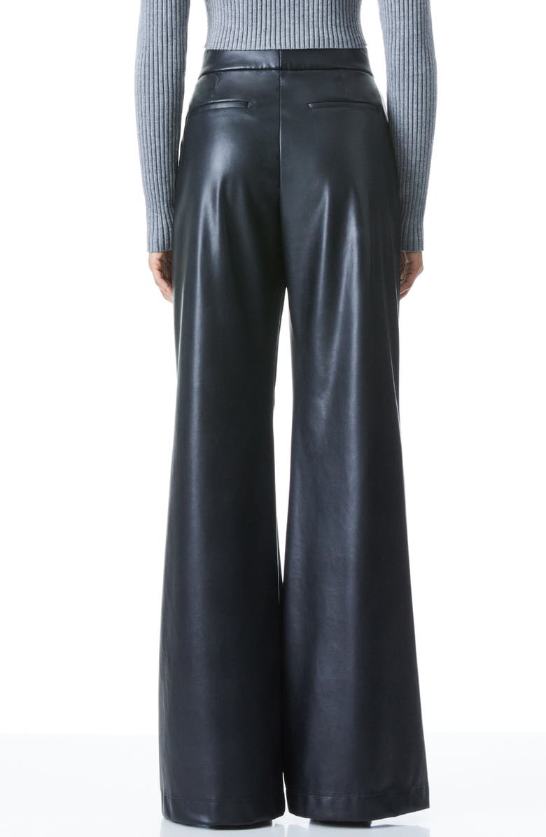 Alice + Olivia Dylan High Waist Faux Leather Wide Leg Pants, Alternate, color, 