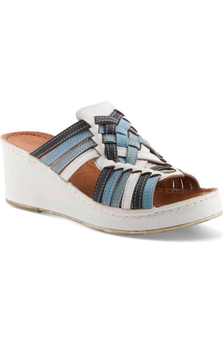 Spring Step Nokiah Platform Wedge Sandal, Main, color, White Multi