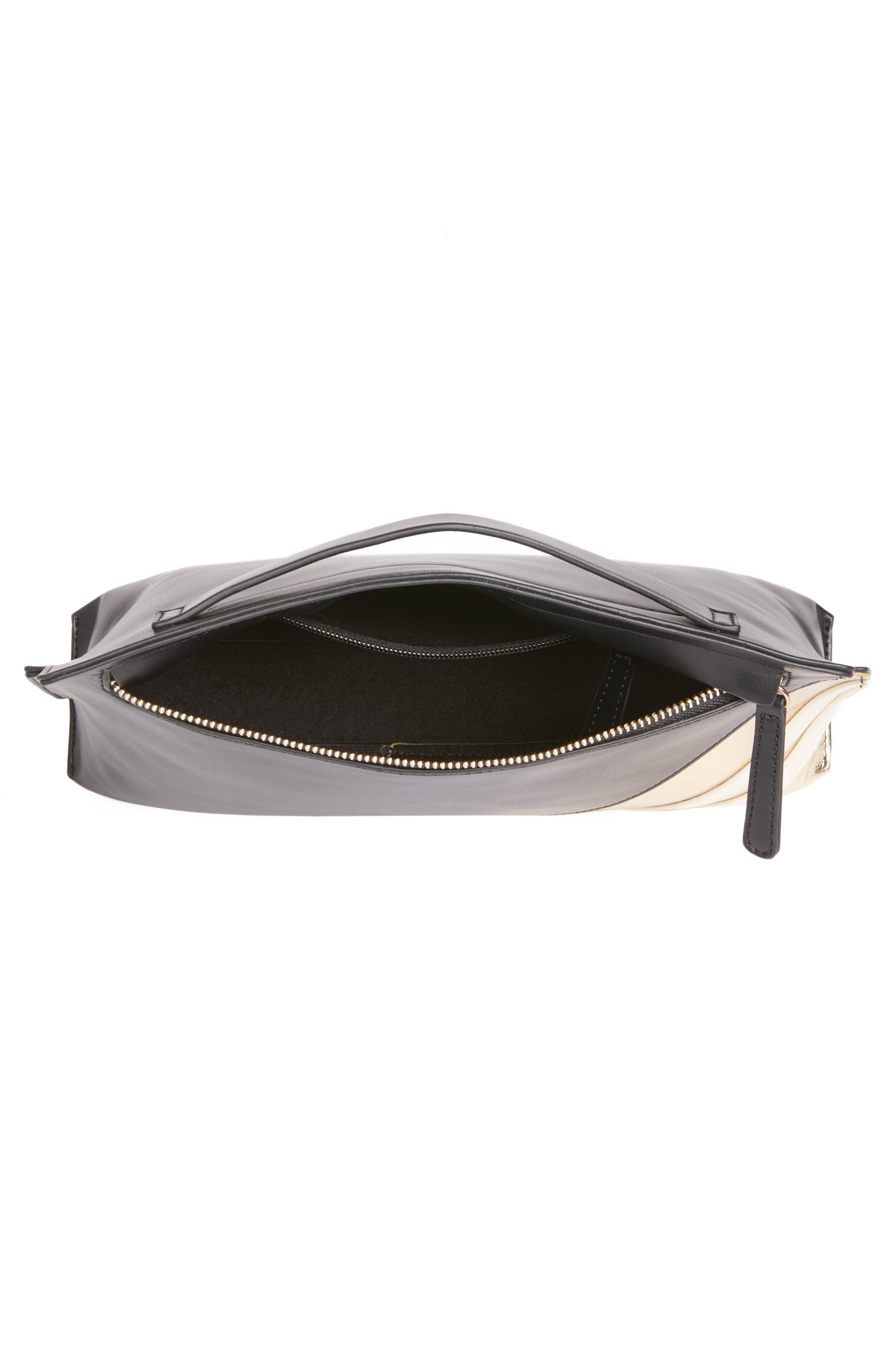 Stripe Faux Leather Clutch, Alternate, color, BLACK/ GOLD