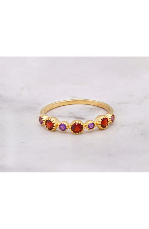 Ys Gems Garnet & Amethyst Ring In Red