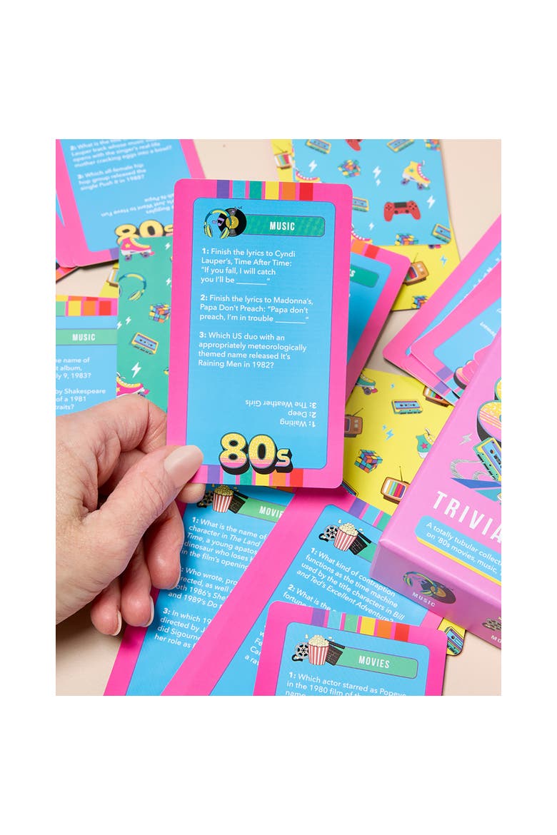 80's Trivia Cards, Party Card Game, 180 Rad Questions, Alternate, color, Multicolored