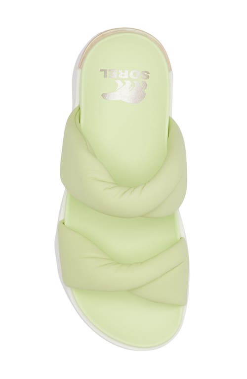 Sorel Viibe Twist Slide Sandal In Luminous Lime/whitened Pink