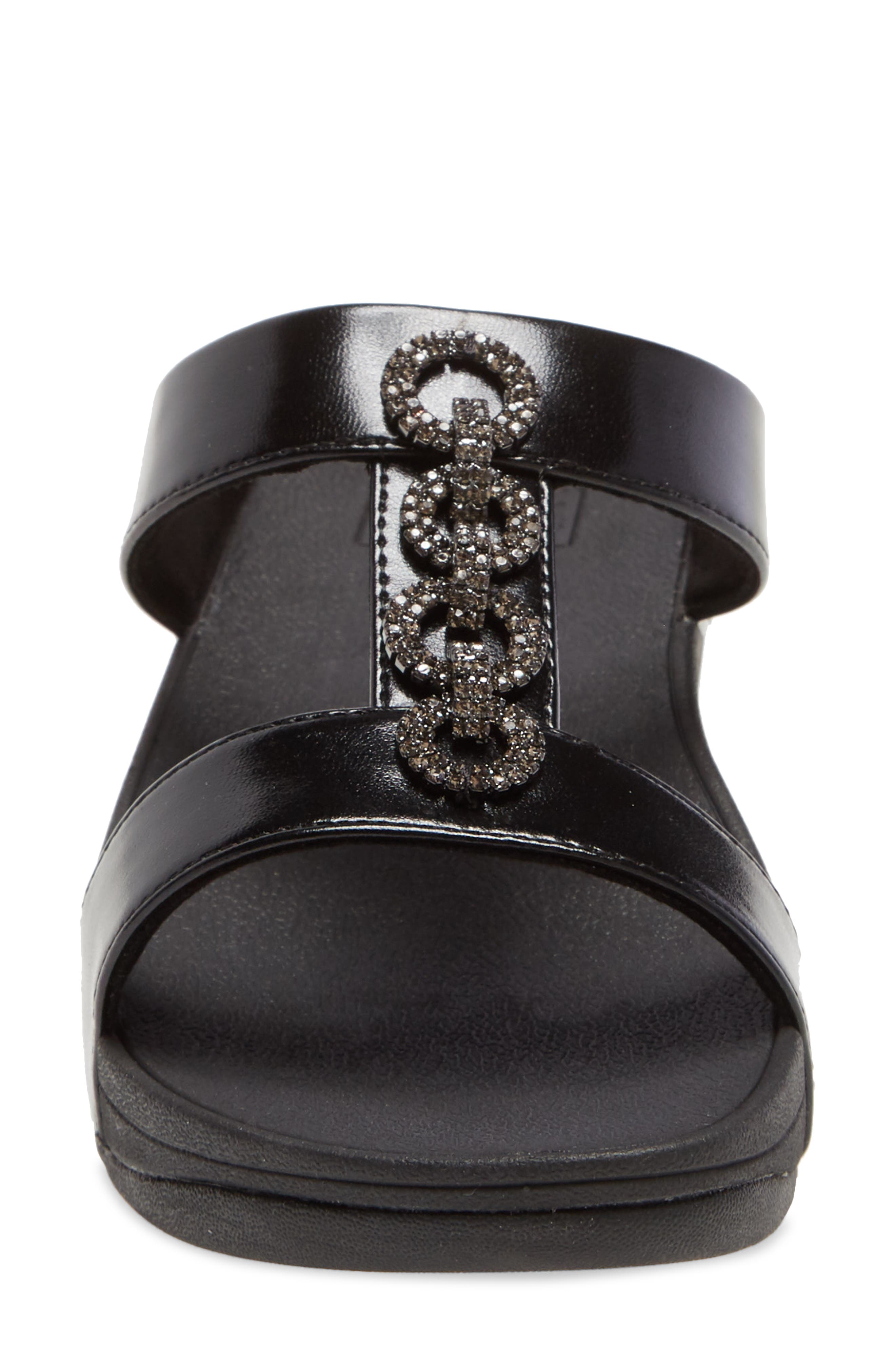 FitFlop Fino Sparkle Wedge Slide Sandal, Alternate, color, All Black