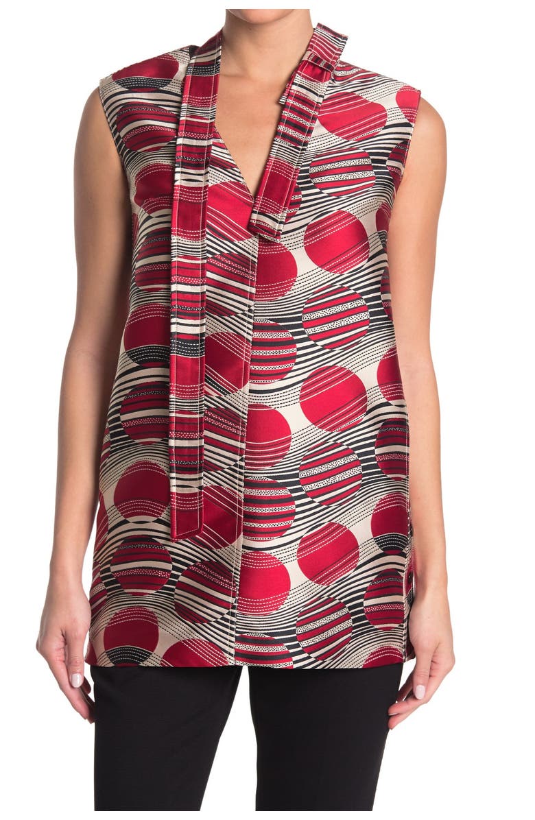 RED Valentino Circle Tie Neck Top, Main, color, 