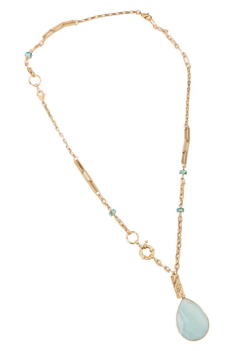Gemstone Chain & Pendant Necklace, Alternate, color, AQUA