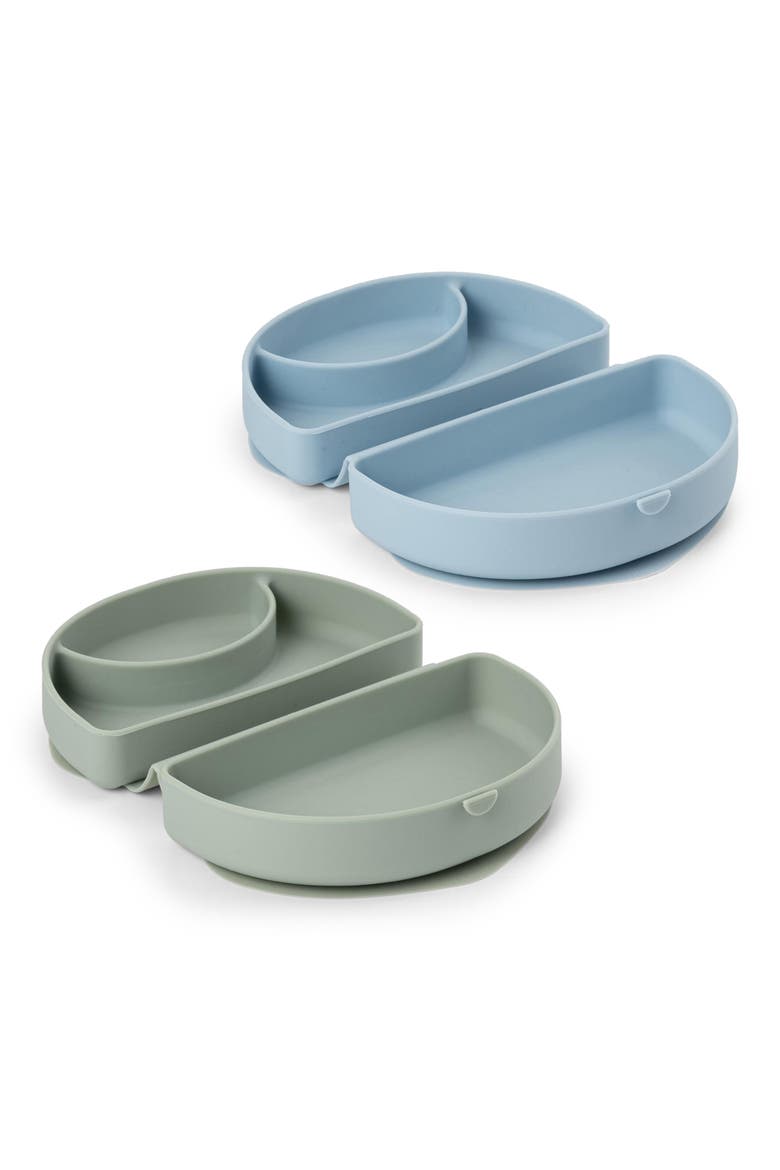 Set of 2 Silifold Portable Plates, Main, color, SAGE/ CHICKORY