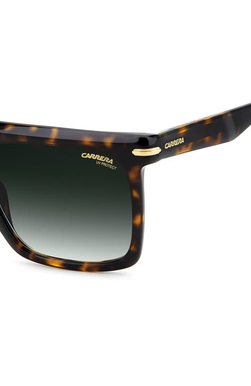 Carrera Eyewear 56mm Gradient Rectangular Flat Top Sunglasses In Havana/green Shaded