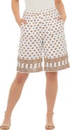 Roaman's Plus Size Linen Blend Pull On Elastic Waist Shorts